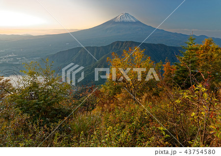 御坂山地・木無山から見る夜明けの富士山と河口湖 43754580