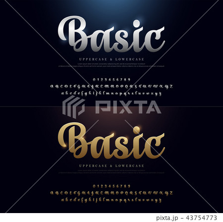 Set of Elegant Gold and Silver Metal alphabet font Set of Elegant Gold and Silver Metal alphabet font 43754773
