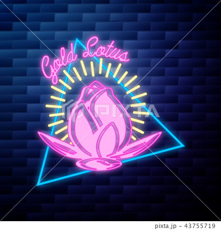 Vintage yoga emblem glowing neon sign 43755719