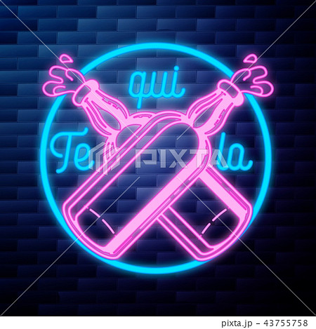 Vintage tequila emblem glowing neon sign 43755758