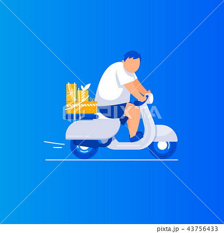 Gift delivery Man is riding a scooter. 43756433