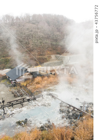 秋田県乳頭温泉郷最奥の黒湯温泉ブナ林に囲まれた静寂の源泉地帯山の湯渓流のせせらぎがこだまする湯治場 43756772