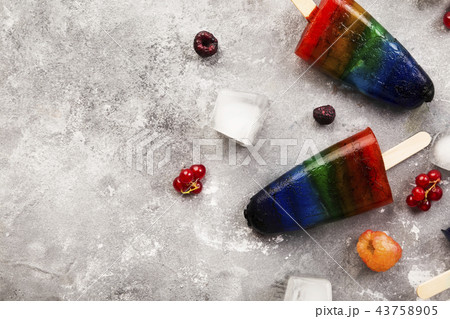 Rainbow colorful ice cream popsicle 43758905