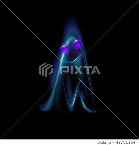 Cute ghost transparent in black background 43761354