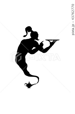 Vector Silhouette Of An Arabic Genie Lamp Isolatedのイラスト素材