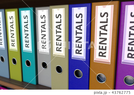 Office binders with RENTALS inscription. 3D rendering 43762775