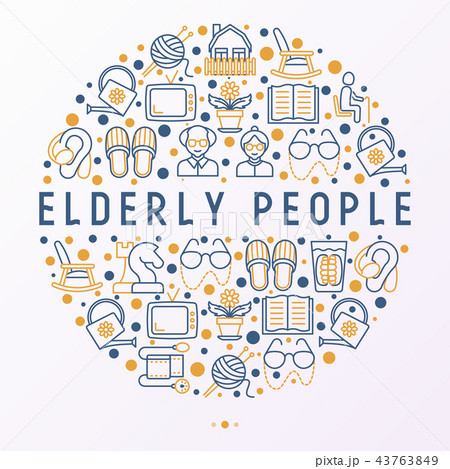 Elderly people concept in circle 43763849