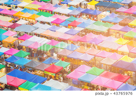 Roof top multiple colour flea market 43765976