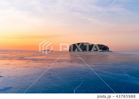 Baikal freeze water lake in winter season 43765988