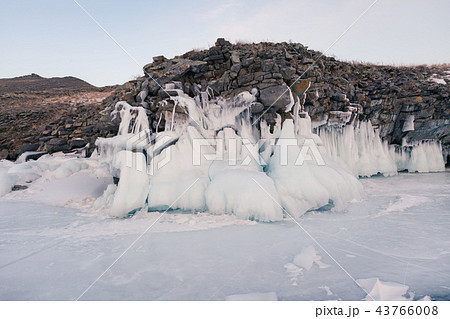Freezing water lake Baikal Russia winter season Freezing water lake Baikal Russia winter season 43766008