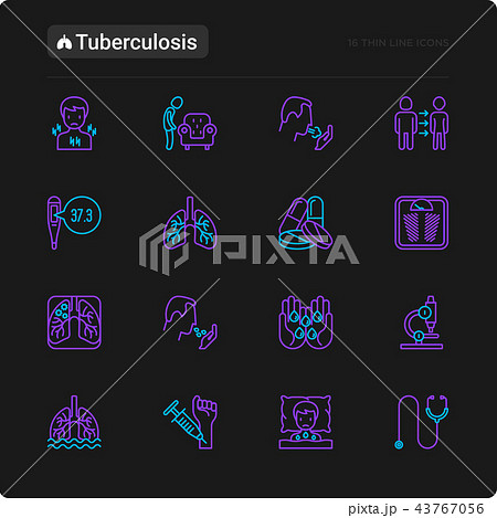 Tuberculosis thin line icons set 43767056