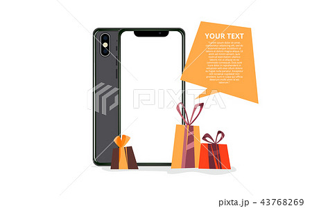 illustration of phone and gifts. illustration of phone and gifts. 43768269
