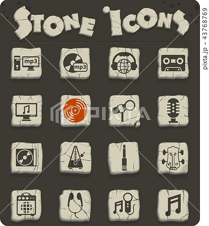 music stone icon set 43768769