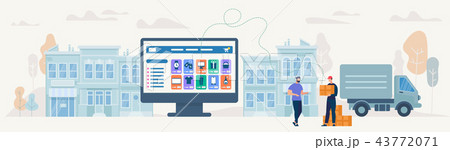 On-line Shopping and Delivery. Vector Illustration On-line Shopping and Delivery. Vector Illustration 43772071