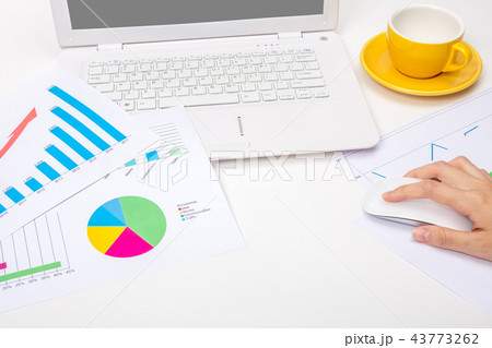 Modern office workplace with notebook, reports Modern office workplace with notebook, reports 43773262