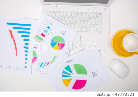 Modern office workplace with notebook, reports Modern office workplace with notebook, reports 43773521