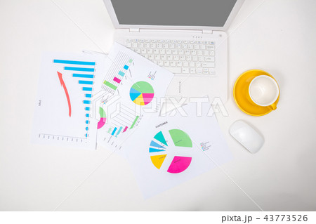 Modern office workplace with notebook, reports Modern office workplace with notebook, reports 43773526