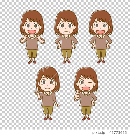 女の子 表情 セット 一人 全身 女の子 表情 セット 一人 全身 43773633