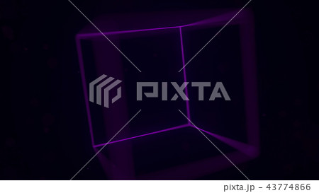 Purple luminescent cube. Computer graphics related 3D rendering 43774866