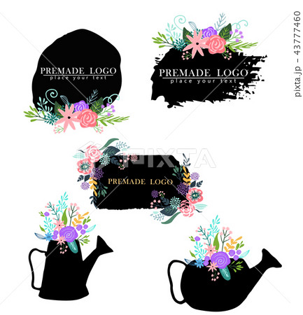 Hand drawn cute floral logo template 43777460