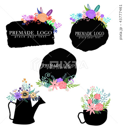 Hand drawn cute floral logo template Hand drawn cute floral logo template 43777461
