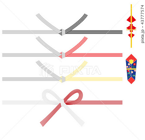 ４種類の水引と2種類の熨斗のイラスト素材