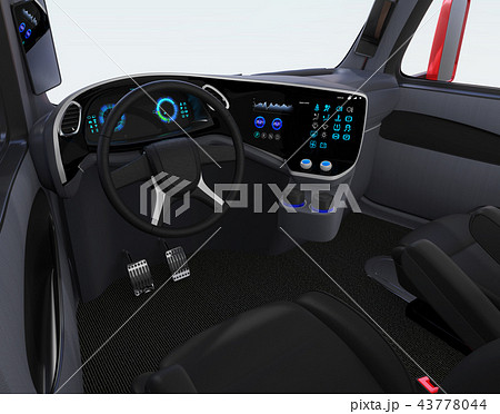 電動トラックのインテリアイメージ。デジタルインパネとタッチディスプレイが備えている 電動トラックのインテリアイメージ。デジタルインパネとタッチディスプレイが備えている 43778044