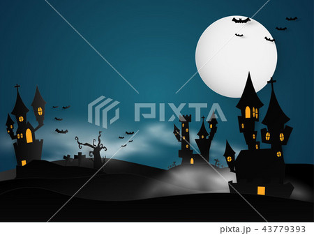 Castle Halloween Banner background. Castle Halloween Banner background. 43779393