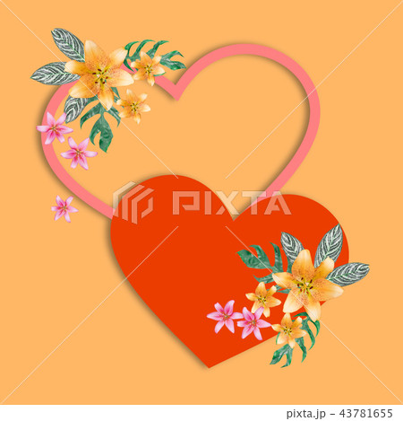 Flower bouquet composition on color card 43781655