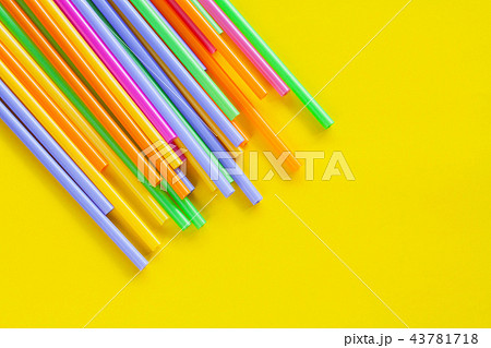 Colorful Straw on color background. 43781718