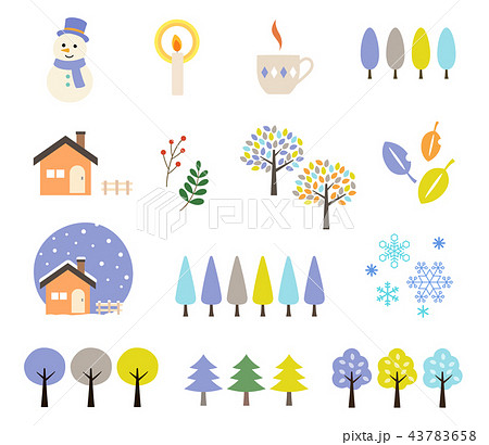 冬の風景イラストセットのイラスト素材 43783658 Pixta