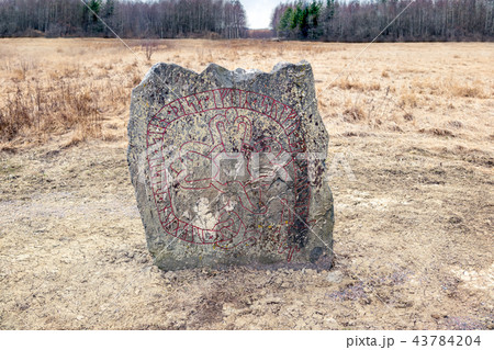 Runestone in a field Runestone in a field 43784204