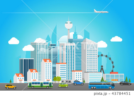 Modern city life. Cityscape with transport Modern city life. Cityscape with transport 43784451