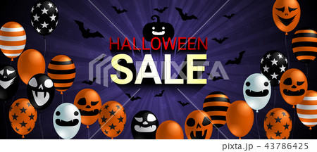 Halloween Sale banner with scary balloon 43786425