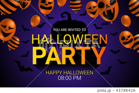 Halloween Party invitation banner scary balloon 43786426