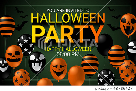 Halloween Party invitation banner scary balloon 43786427