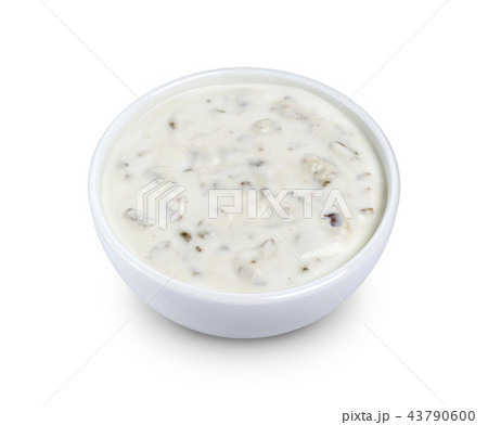 Sour cream with mushrooms. Mushroom sauce isolated on white background Sour cream with mushrooms. Mushroom sauce isolated on white background 43790600