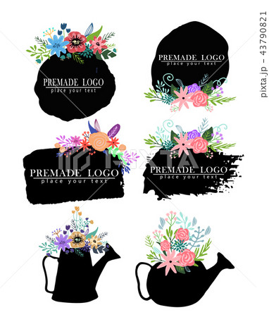 Hand drawn cute floral logo template Hand drawn cute floral logo template 43790821