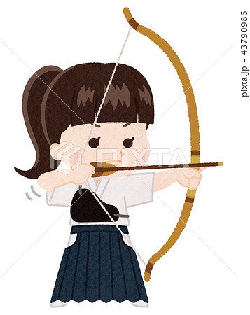弓道 女性のイラスト素材