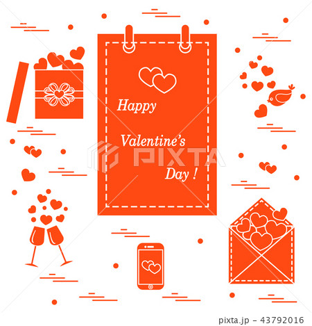calendar with Valentine's Day, gifts, postal 43792016