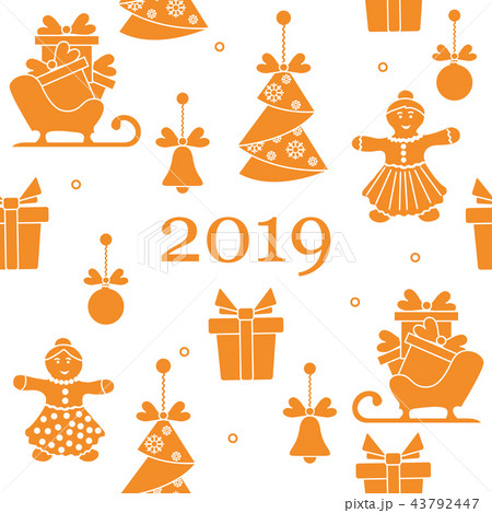 Seamless pattern with christmas, new year symbols Seamless pattern with christmas, new year symbols 43792447
