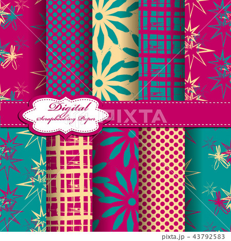 Set of vector abstract flower pattern. Scrapbook.  43792583
