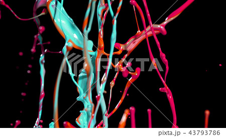 Abstract coloured paint splashes on black Abstract coloured paint splashes on black 43793786