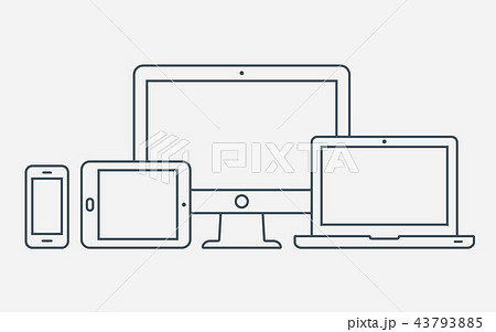 Outline icons. Monitor, laptop, tablet, smartphone Outline icons. Monitor, laptop, tablet, smartphone 43793885