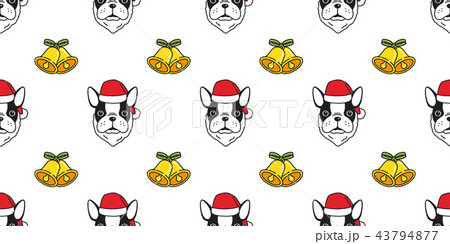 Dog seamless pattern bulldog vector Christmas 43794877