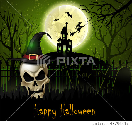 Halloween background of scull on the full moon 43796417