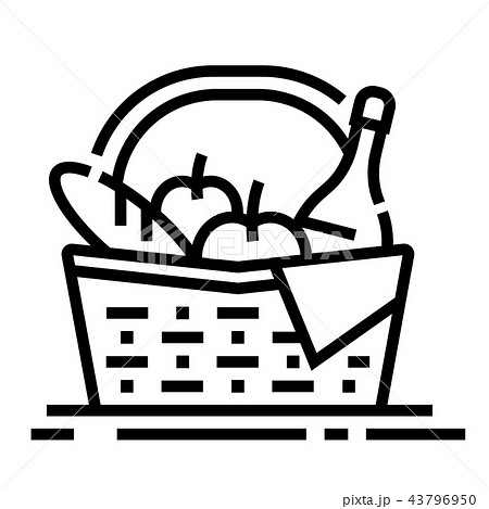 Picnic Basket Line Iconのイラスト素材