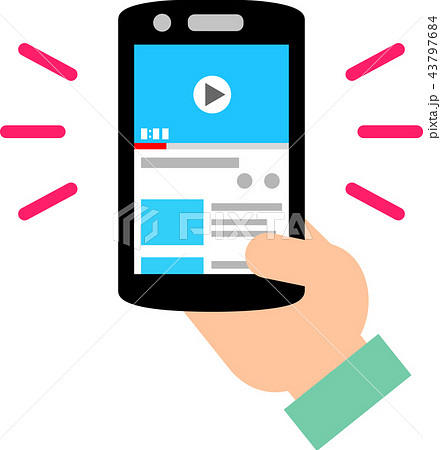 スマートフォンでの動画鑑賞のイラスト素材 43797684 Pixta