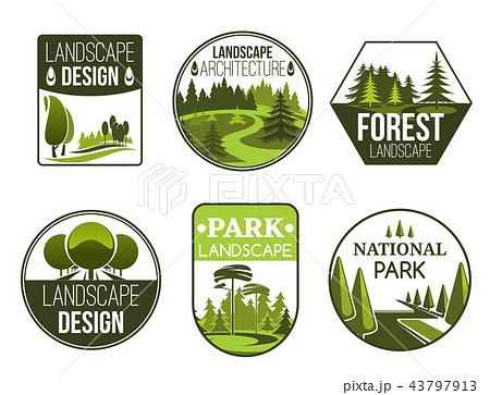 Landscape design service vector icons Landscape design service vector icons 43797913