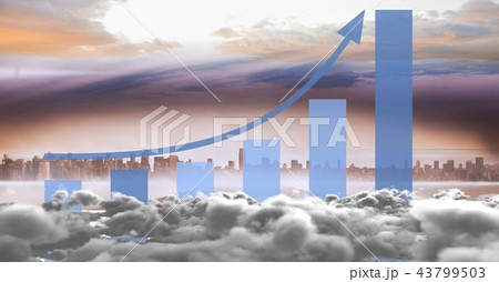 Composite image of skyline with clouds and statistical graph Composite image of skyline with clouds and statistical graph 43799503